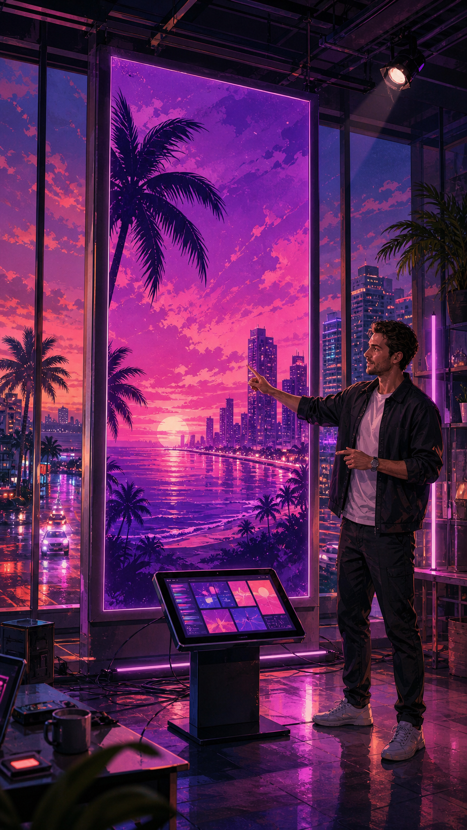 Grounded video scene 0 for nba-2k27-gta-6-crossover-tease (NBA 2K27's Season 1 trailer features a purple poster resembling GTA 6's first ar)