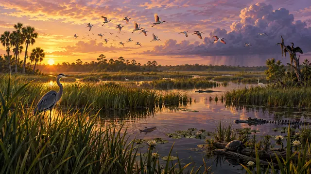 Leonida wetlands wildlife inline key art - ecosystem detail