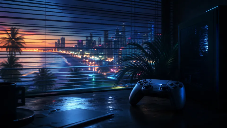 Generated Next Vice editorial key art for GTA VI PC/platform timing source-watch coverage.
