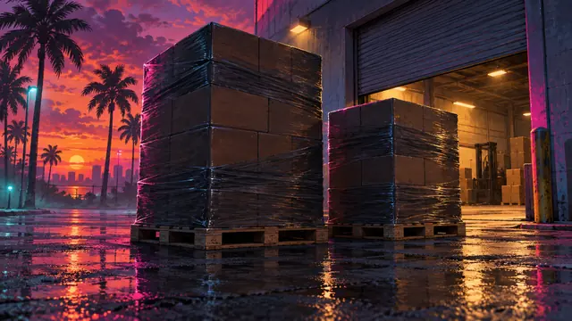 GTA VI preorder split editorial key art - unequal shipping pallets